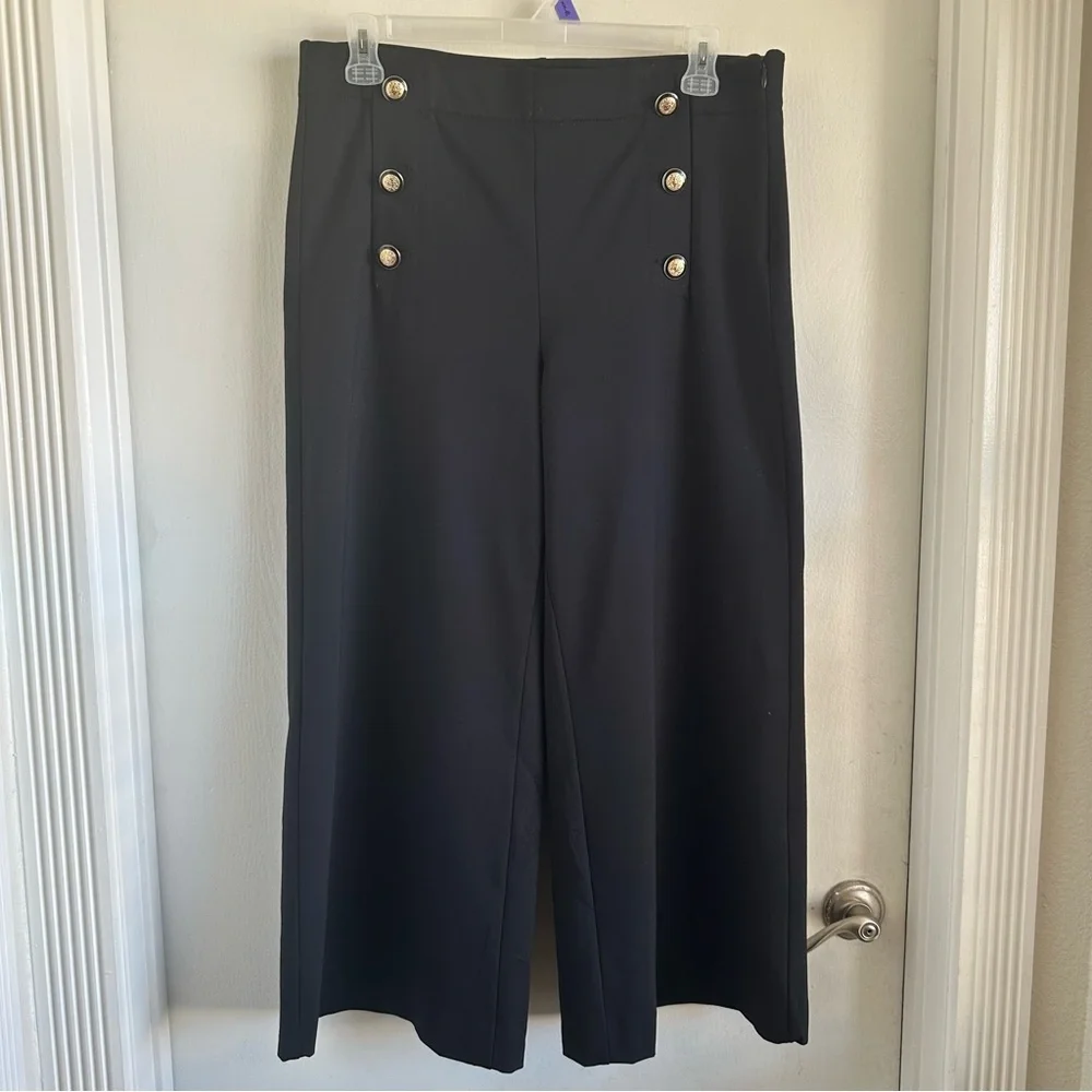 Ann Taylor The Sailor Dramatic Black Wide-Leg Stretchy Trousers Pants Size 16P - Picture 3 of 15